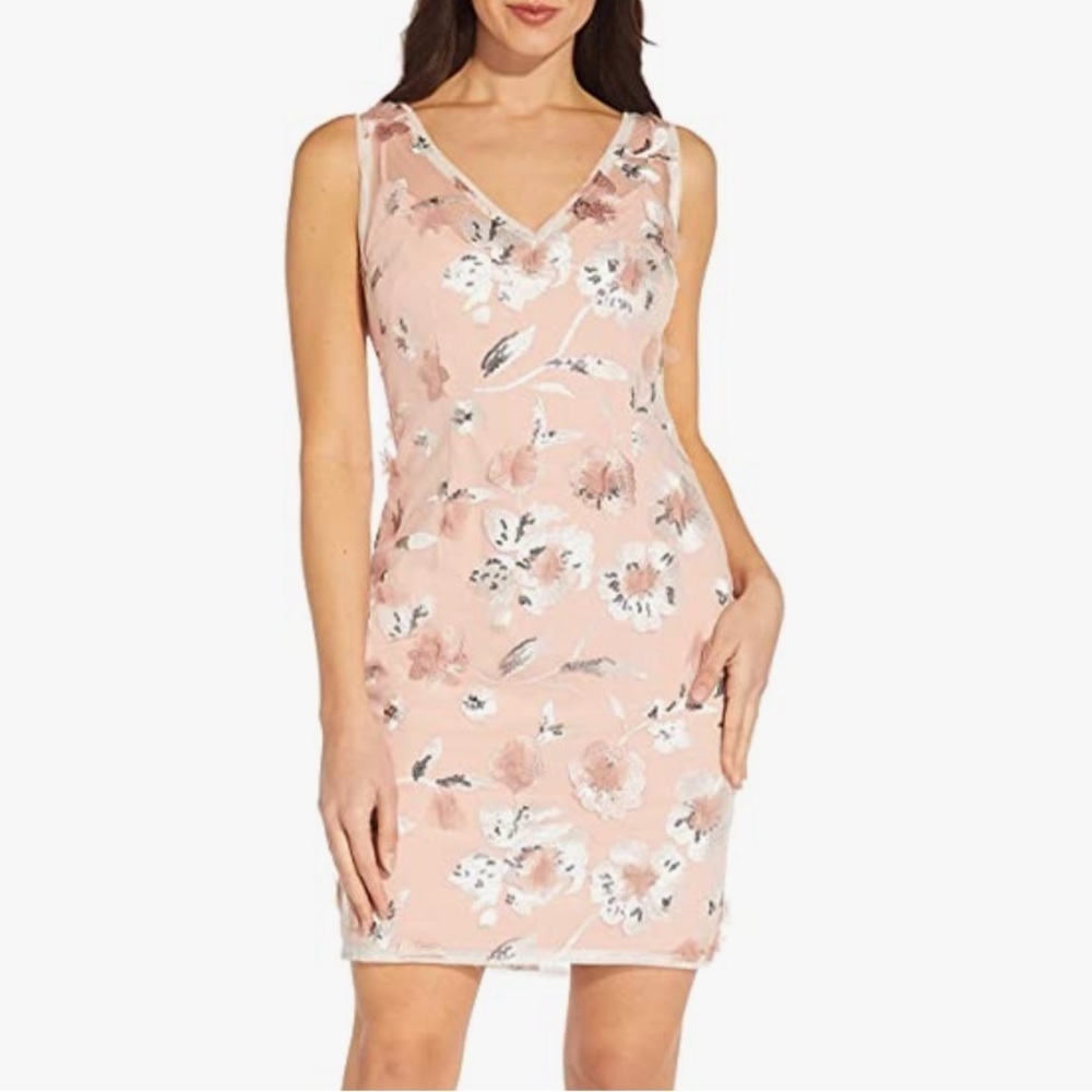 Adrianna Papell 3D Floral Sheath Dress NWT